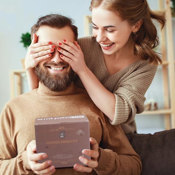 Cocktail Smoker Kit, Old Fashioned Smoker Kit for Bourbon Whiskey Drink, Smoker Infuser Kit with 4 Flavors Wood Chips, Birthday Father's Day Gifts for Husband, Men, Dad