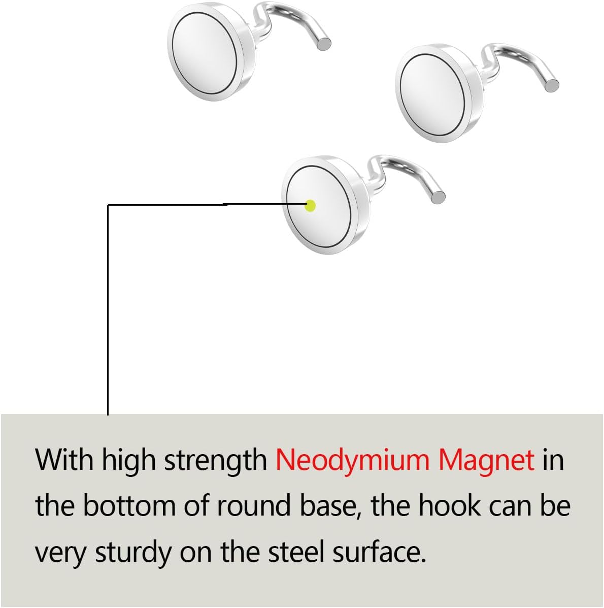 Heavy Duty Magnetic Hooks 5/8" Magnetic Base,25lbs Vertical Pull Force-32Pack Super Strong Rare Earth Magnet Hook,Strong Cruise Hook for Hanging,Magnetic Hanger for Cabins,Grill,Kitchen