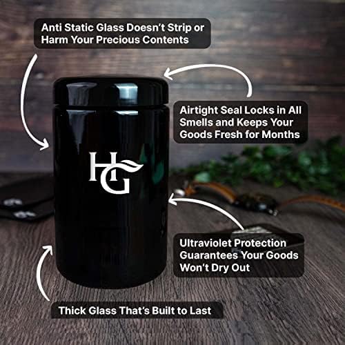 Herb Guard - 2 Oz Airtight Ultraviolet Jar (1 Liter), Humidity Pack Keeps Herbs Fresh for Months [5 Pack]