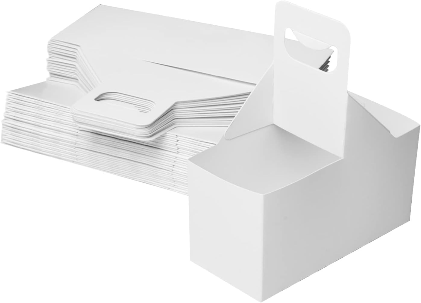 Kraft Cofee Drink Carrier with Handle - 30 Pack 2 Cup Kraft Paperboard Cup Holder Bulk Disposable Cardboard Drink Carrier for 12-32 OZ Drinks, Takeout, Candy, Cafe and Restaurant Food Service Delivery