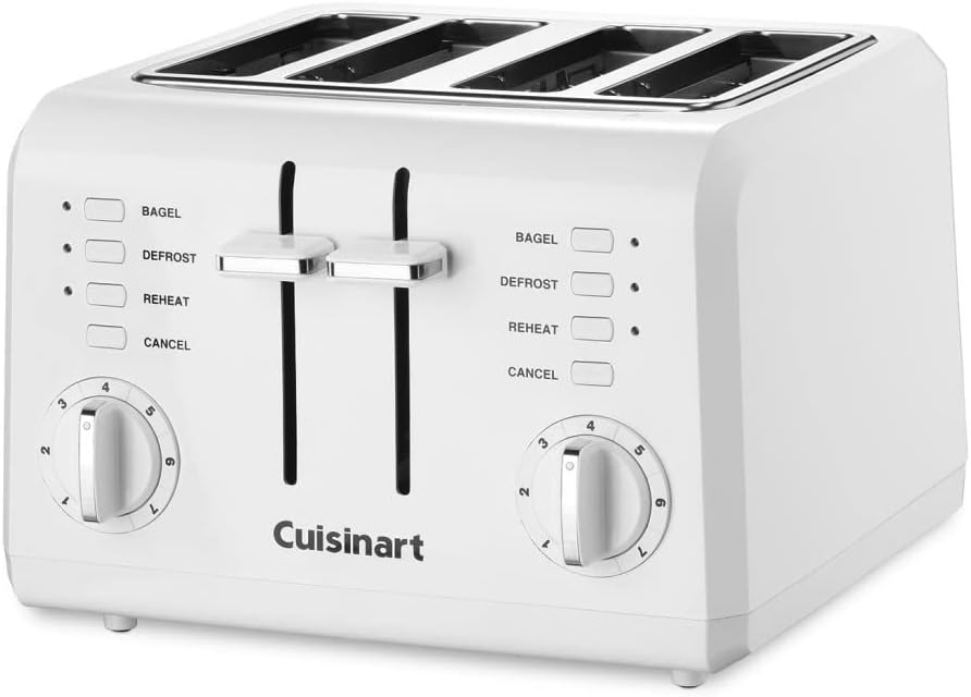 Cuisinart CPT-142P1 4-Slice Compact Plastic Toaster, White & HM-50 Power Advantage 5-Speed Hand Mixer, White