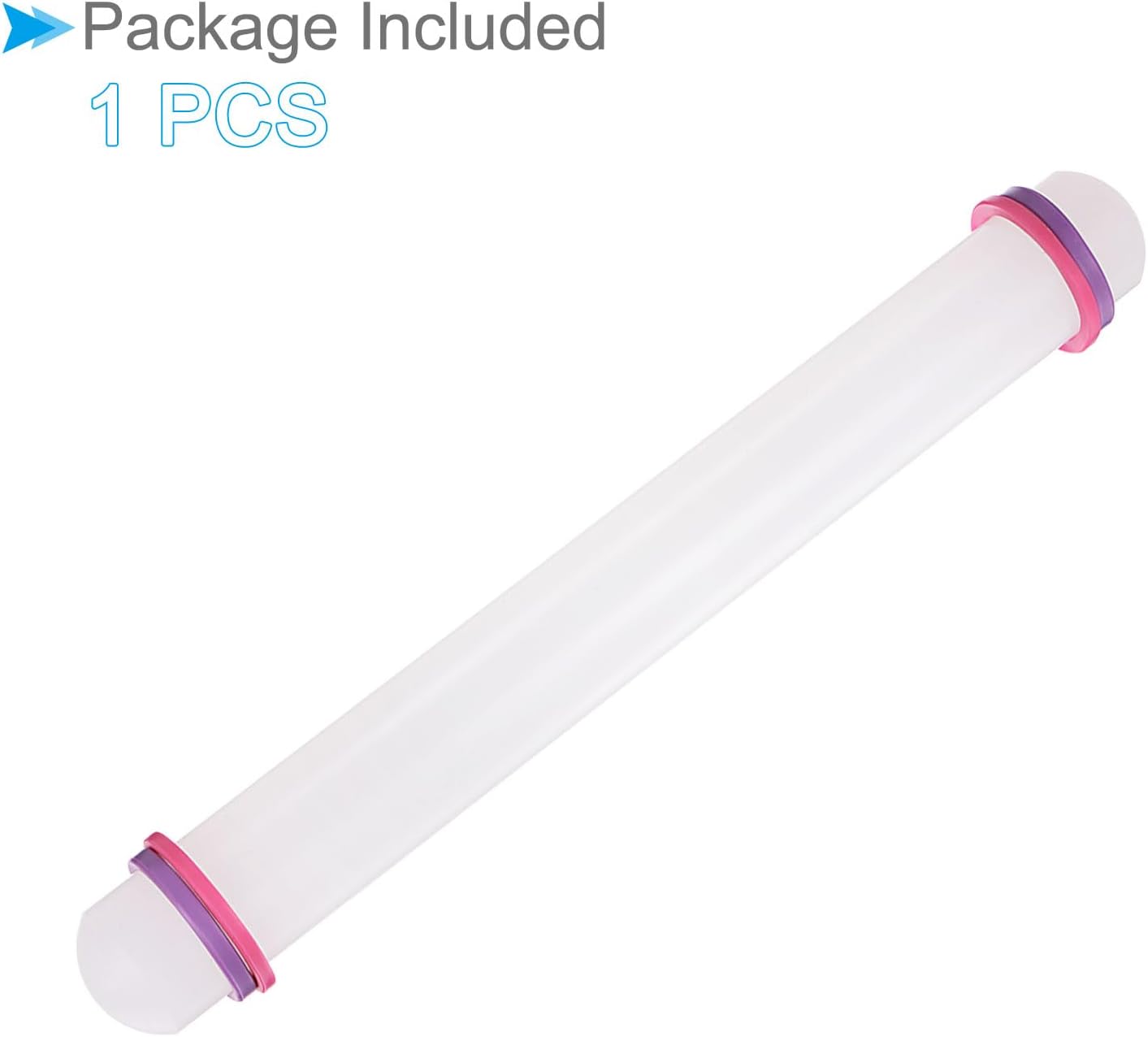 Fondant Rolling Pin, 13" Length, PP Plastic Non-Stick Guide Rings Fondant Roller Dough Roller - (Applications: for Baking Fondant DIY)