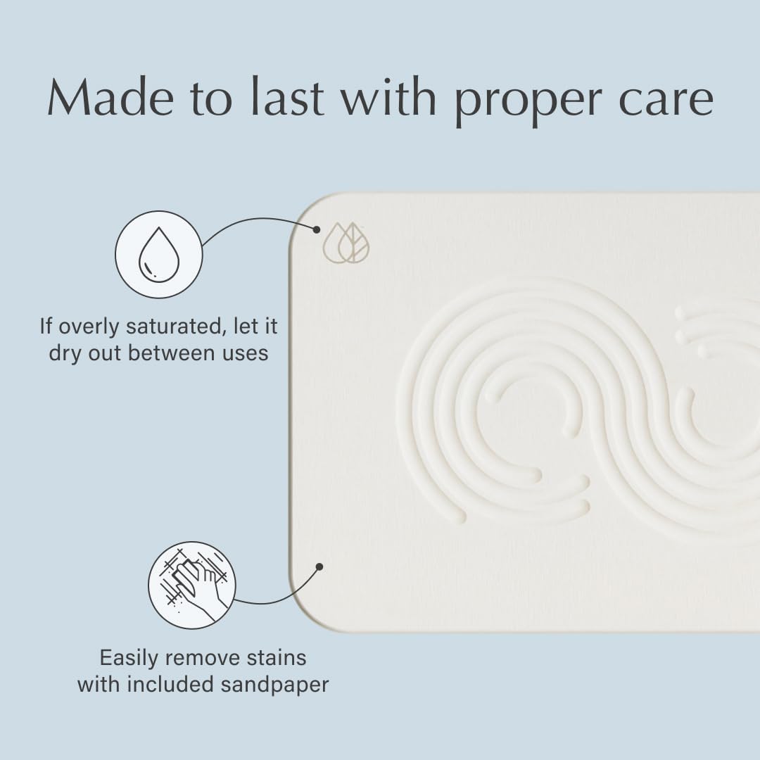 Dorai Home Bath Stone Mat 23.6"x15.4"| Luxury Diatomite Stone Bath Mat |Quickly Removes Water | Non-Slip, Quick-Dry Stone Bath Mat for Bathroom | Zen Sandstone - 2 Pack