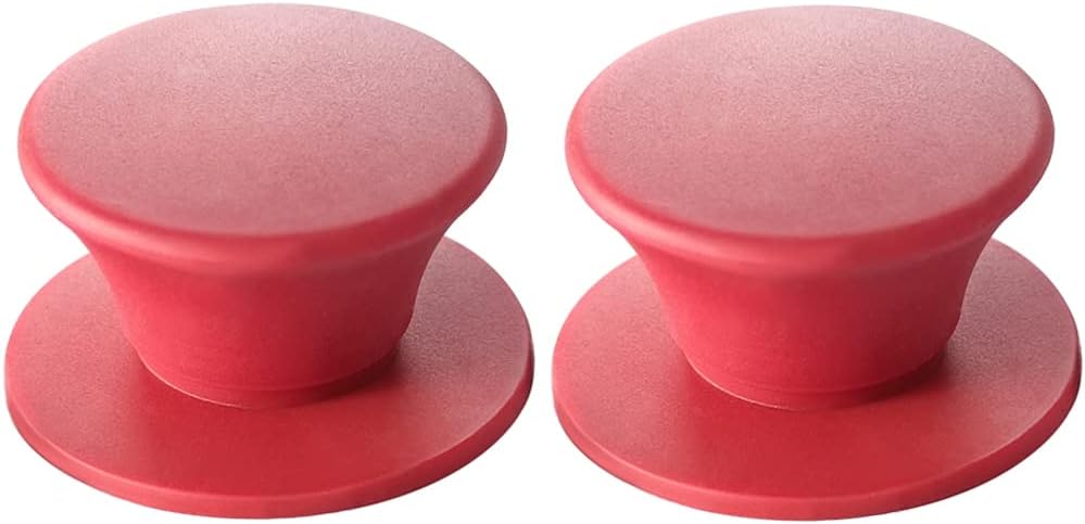 JoyTube Universal Pot Pan Lids Replacement Knob, Silicone Heat Resistant Pan Cover Holding Handles BPA Free Dishwasher Safe Fits Skillets and Kitchen Cookware (Pack of Two-Red)