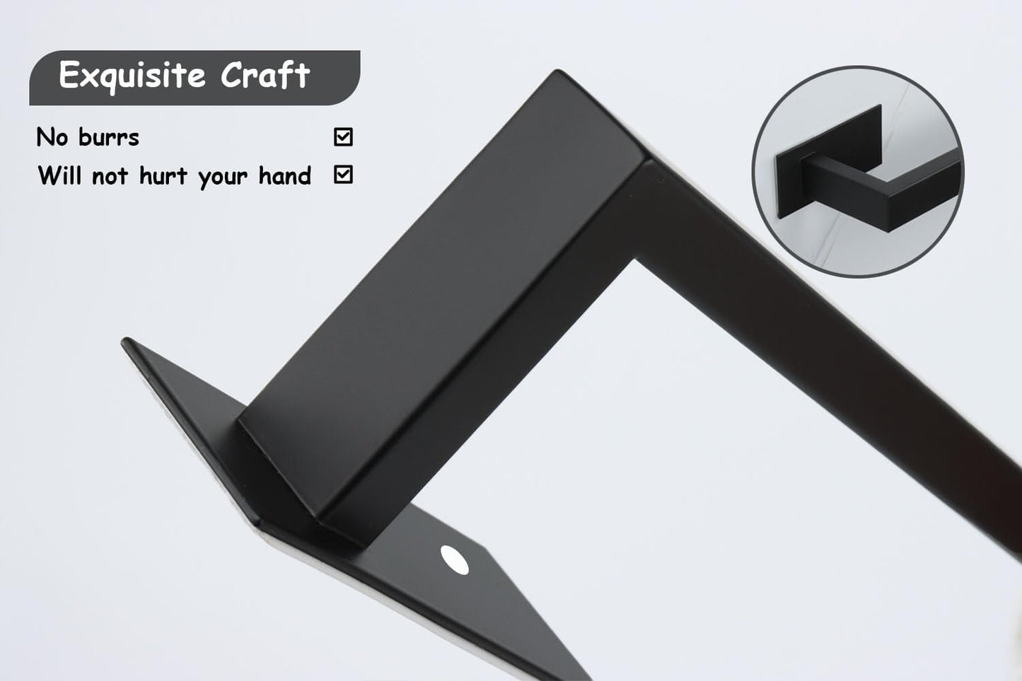 Bathroom Towel Bar Self Adhesive, No Drilling Towel Rack Easy to Install, Hand Towel Holder Made of Premium Stainless Steel Sticky on Hand Towel Hanger for Kitchen, Toilet.(16IN, Black)