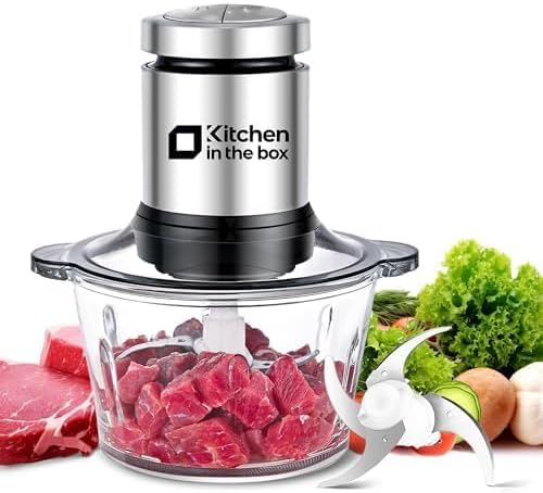 Kitchen in the box Food Processors,400W Powerful Small Meat Grinder & Food Chopper Electric Vegetable Chopper with One 8-Cups Bowl & S Blades for Meat/fish/Vegetable/Baby Food