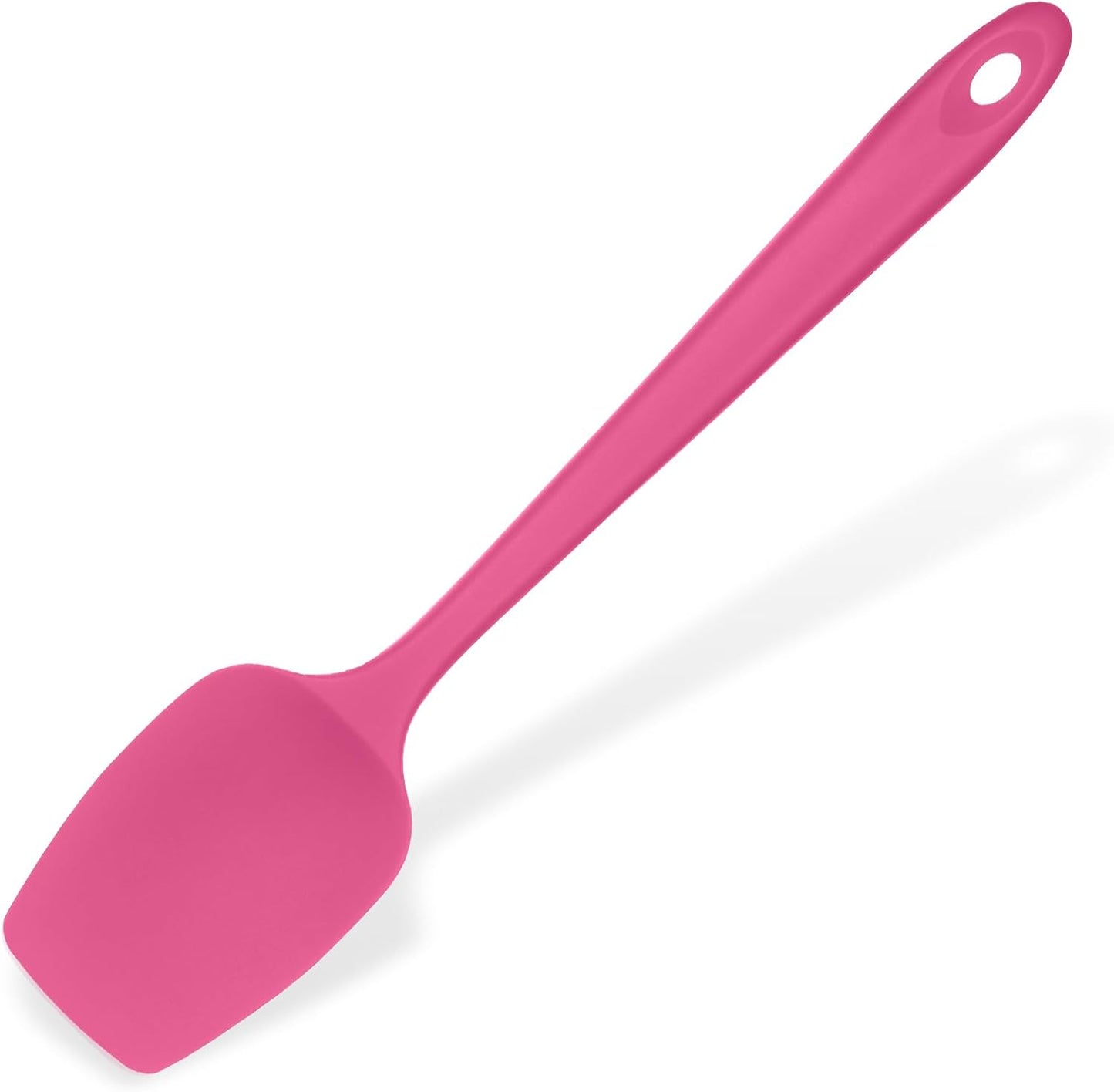 Heat Resistant Silicone Spoon Spatula: U-Taste 600ºF High Heat Flexible 11.38in Silicon Mixing Stirring Cooking Scraping Baking Bowl Scraper, Seamless for Kitchen Nonstick Cookware (Rosy Pink)