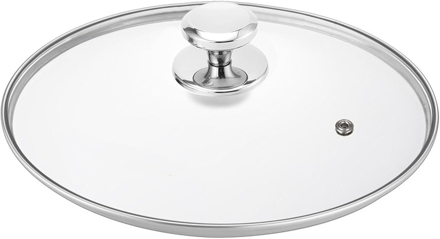 Glass Lid for 12.5 Inch Stainelss Steel Cast Iron Skillets Frying Pans, 32cm Tempered Lids for Dutch Ovens, 12.5 In Pan Cover with Stainless Steel Rim for Stock Pots, Dishwasher Safe