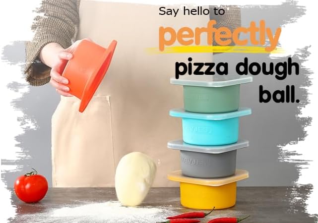 Stackable Silicone Artisan Pizza Dough Proofing Boxes Fermentation Containers with Lids-2 pack-500ml portion (Green)