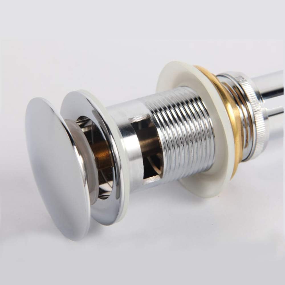 Restroom Bathroom Faucet Vessel Vanity Sink Large Pop Up Drain Stopper with Overflow for Toilet, Kitchen Silver Chrome Polished Sink Drainer