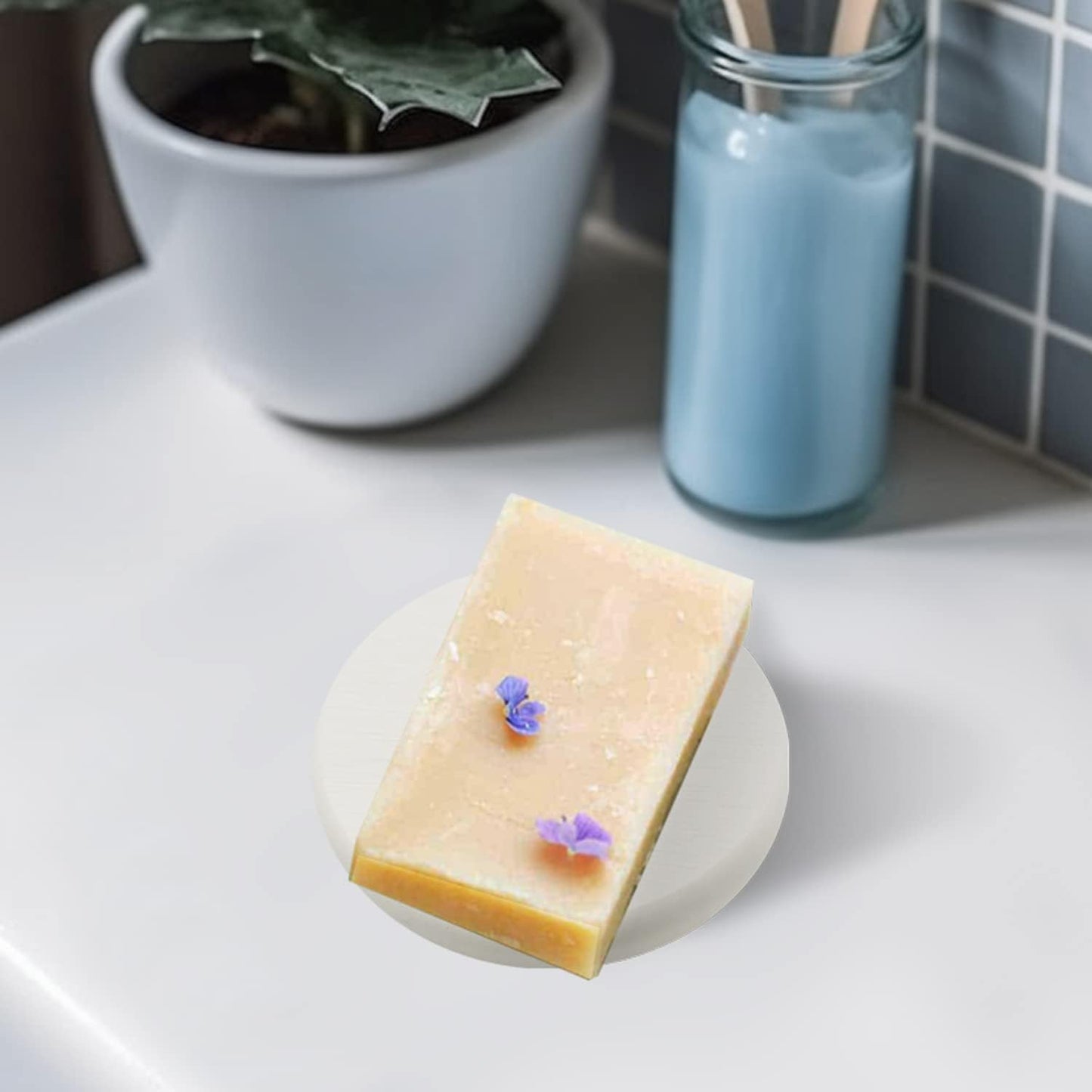 Mucco Water Absorbing Stone Tray for Sink, Water Absorbent Diatomite Coasters, Premium Diatomaceous Earth Soap Holder Dish，Fast Drying Stone Sink Tray for Hand soap & Cups & Drinks Bottles (3 White)