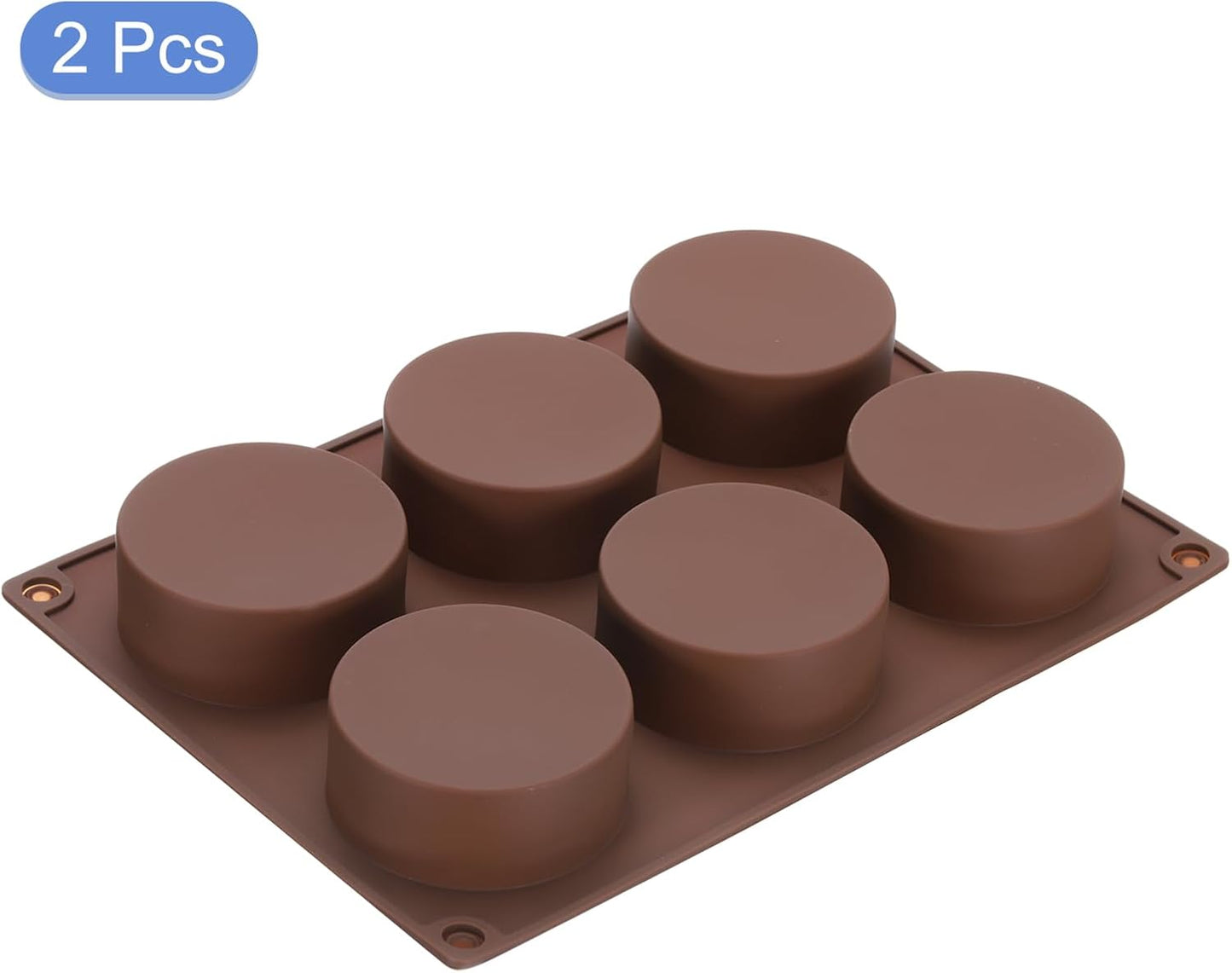 uxcell 2pcs Silicone Muffins Pan, 6 Cup Silicone Cupcake Pan Nonstick Baking Tray for Muffins, Cupcakes, Dishwasher Safe, Brown