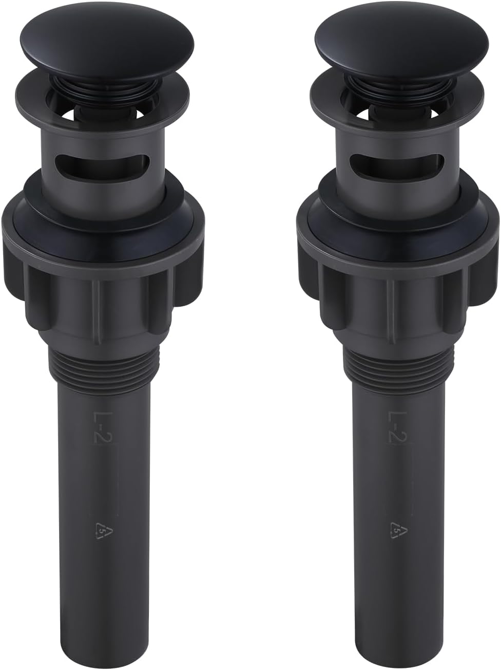 ARCORA Bathroom Sink Drain with Overflow 2 Pack, Matte Black Pop Up Drain Stopper Vanity Vessel Sink Clicker Drain Stopper