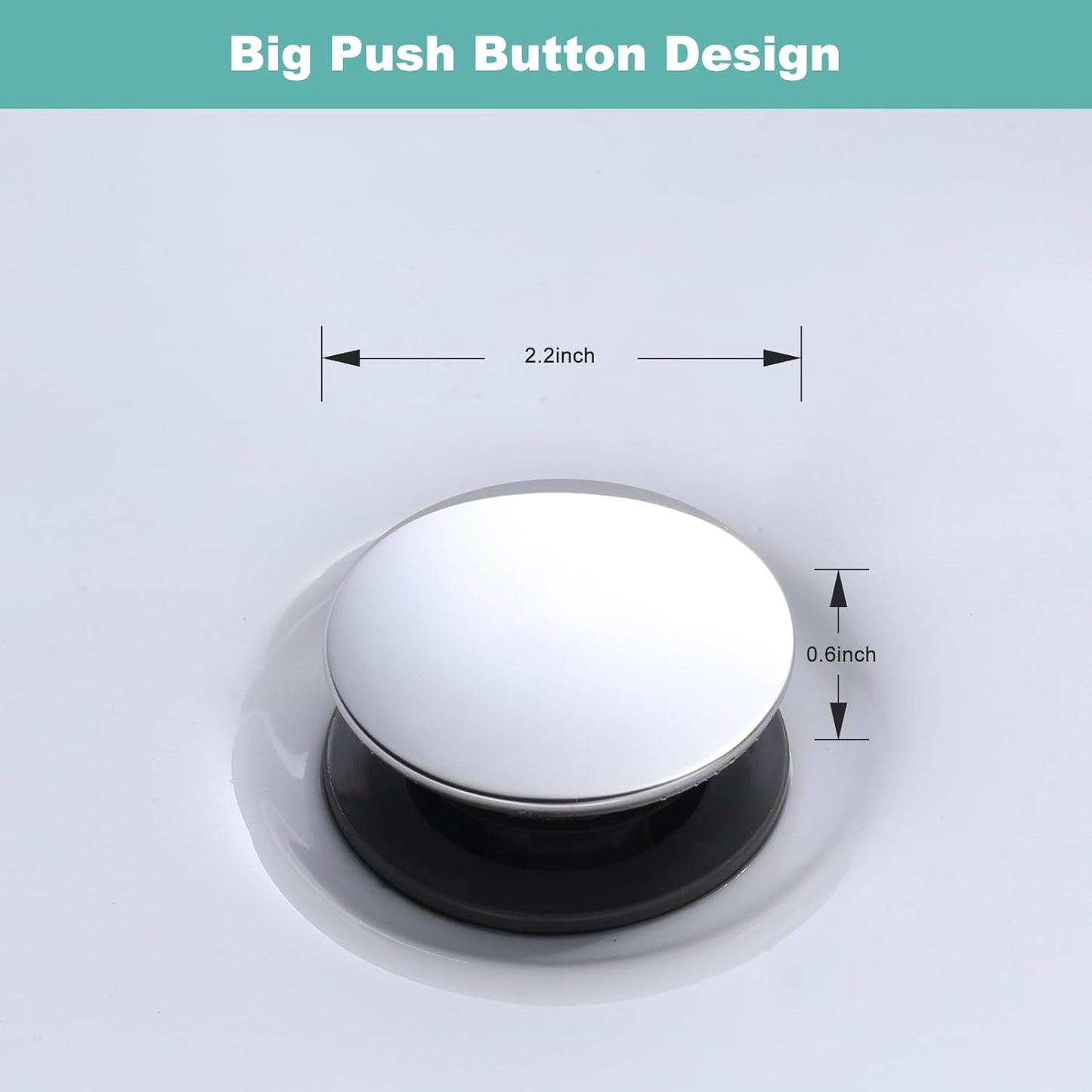 Bathroom Sink Drain Without Overflow, ARCORA Chrome Pop Up Drain for Vessel Sink Clicker Drain Stopper