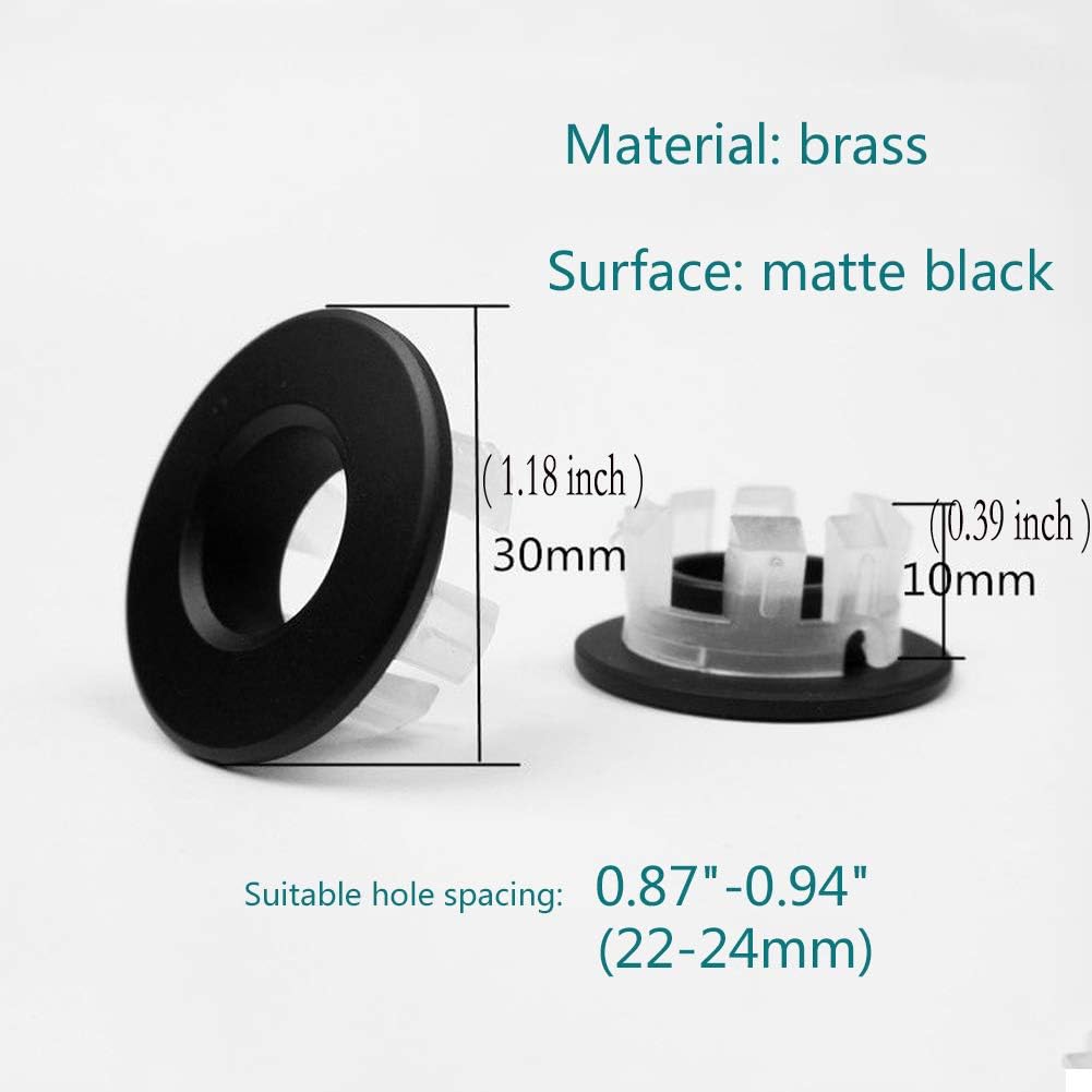 Sink Basin Trim Overflow Cover Brass Insert in Hole Round Caps Matte Black