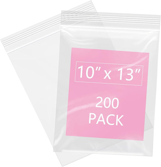 iMailer - 200 Pcs- 10" x 13" Clear Zip Bags - Reclosable Plastic Zip Poly Bags 2 Mil for Prints, Photos, Documents, Clothing, T-Shirt