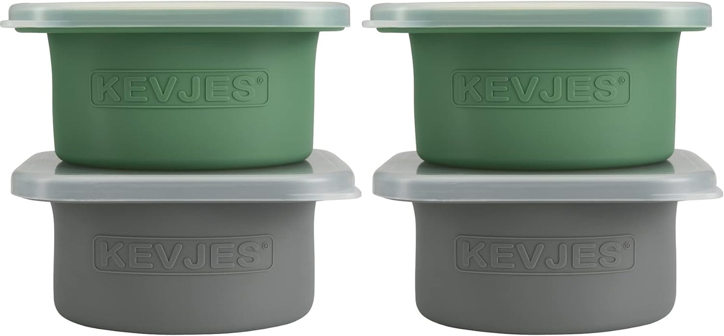 Stackable Silicone Artisan Pizza Dough Proofing Proving Containers with Air-tight Lids-4pack-500ml Volume for 250g Dough Ball (2green+2Space Grey)