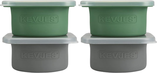 Stackable Silicone Artisan Pizza Dough Proofing Proving Containers with Air-tight Lids-4pack-500ml Volume for 250g Dough Ball (2green+2Space Grey)