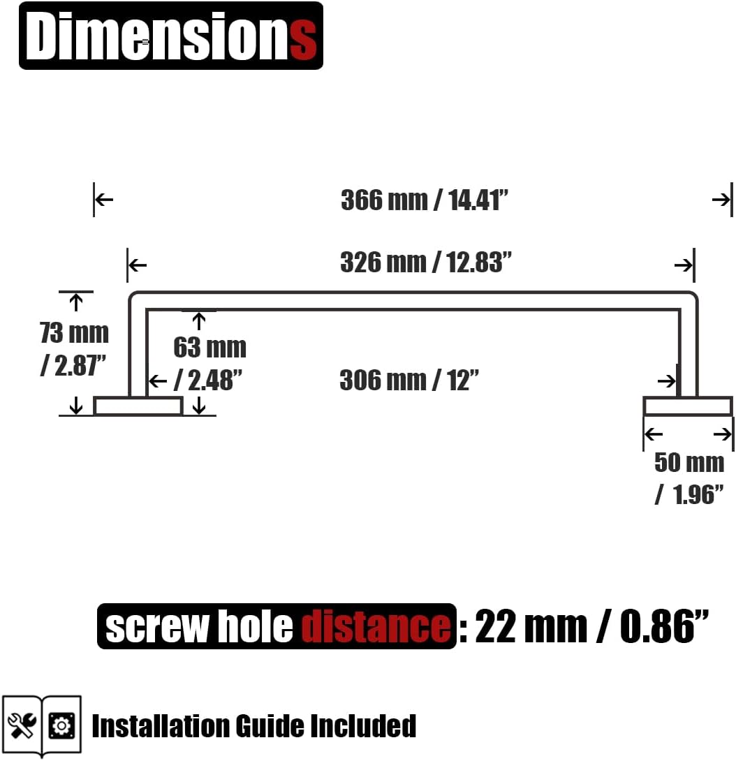 JQK Brushed Towel Bar, Rounded Edges 14.41 Inch Towel Rack, 304 Stainless Steel Bathroom Wall Mount, Useable Length 12 Inch, TB250L12-BN