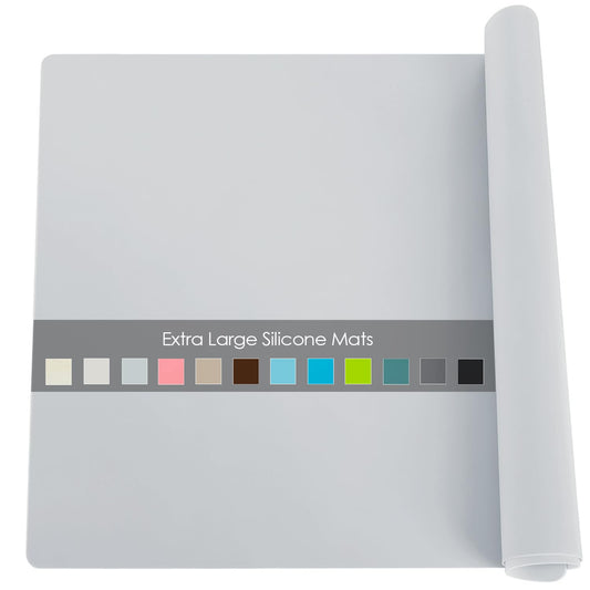 Extra Large Flexible Silicone Table Mats for Kids - Non-Slip, Waterproof, Heat Insulation Countertop Protector - Pastry Mat, 27.6''x19.7'' Gray, 1Pcs