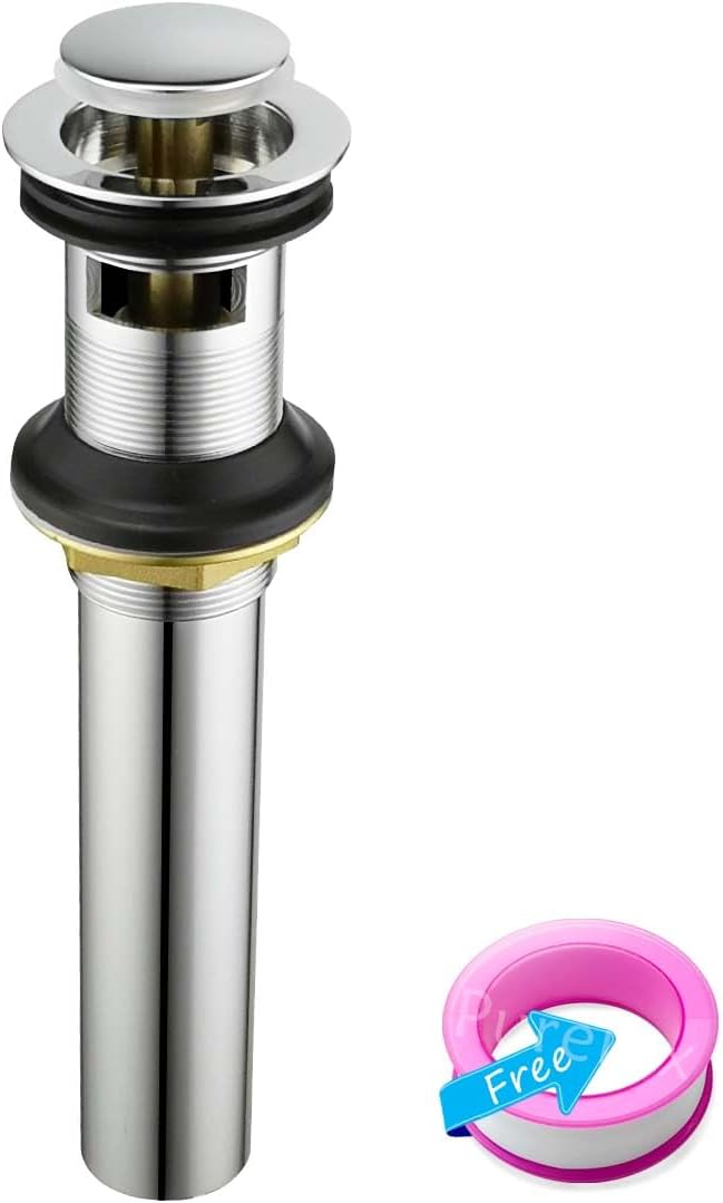 Purelux Bathroom Sink Drain Stopper Faucet Vanity Sink Pop Up Drain Assembly with Overflow, Chrome Finish
