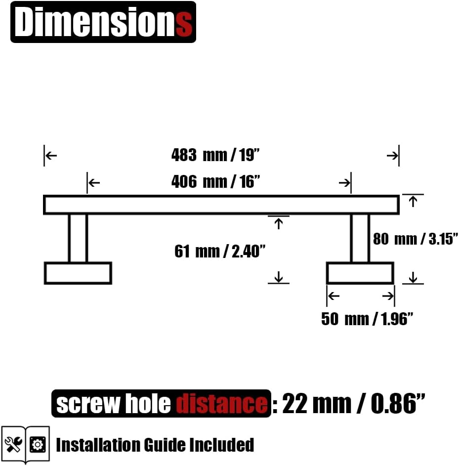 JQK Towel Bar Oil Rubbed Bronze, 19 Inch 304 Stainless Steel Thicken 0.8mm Towel Rack Bathroom, ORB Towel Holder Wall Mount, Useable Length 16 Inch TB110L16-ORB