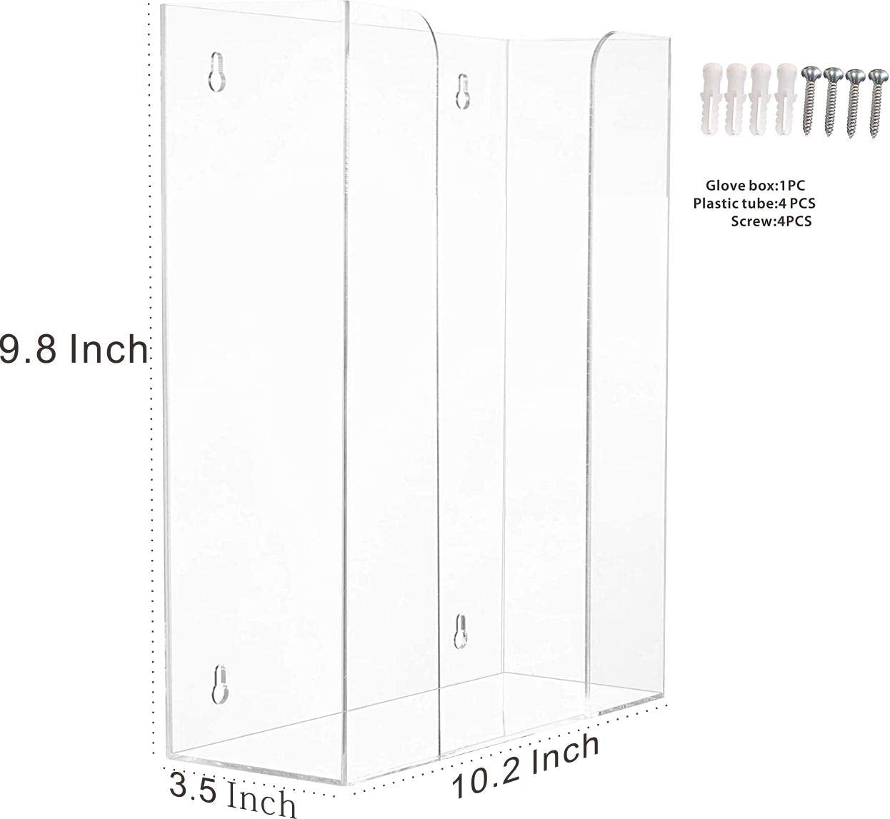 Cq acrylic Rubber Glove Holder for Wall Mount,Clear Disposable Glove Dispenser and Glove Box on Wall,Multipurpose Wall Floating Mask Dispenser and Medical Gloves Rack Storage,10.2”x9.8”x3.5” Pack of 1