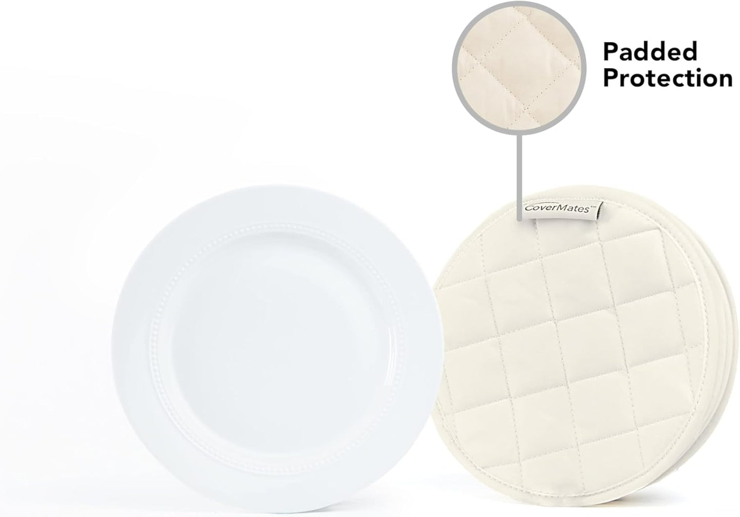 Covermates Keepsakes - Quilted Divider Set - Set of 4 - Scratch & Breakage Protection - Stain Resistant - Machine Washable - China Storage, Cream