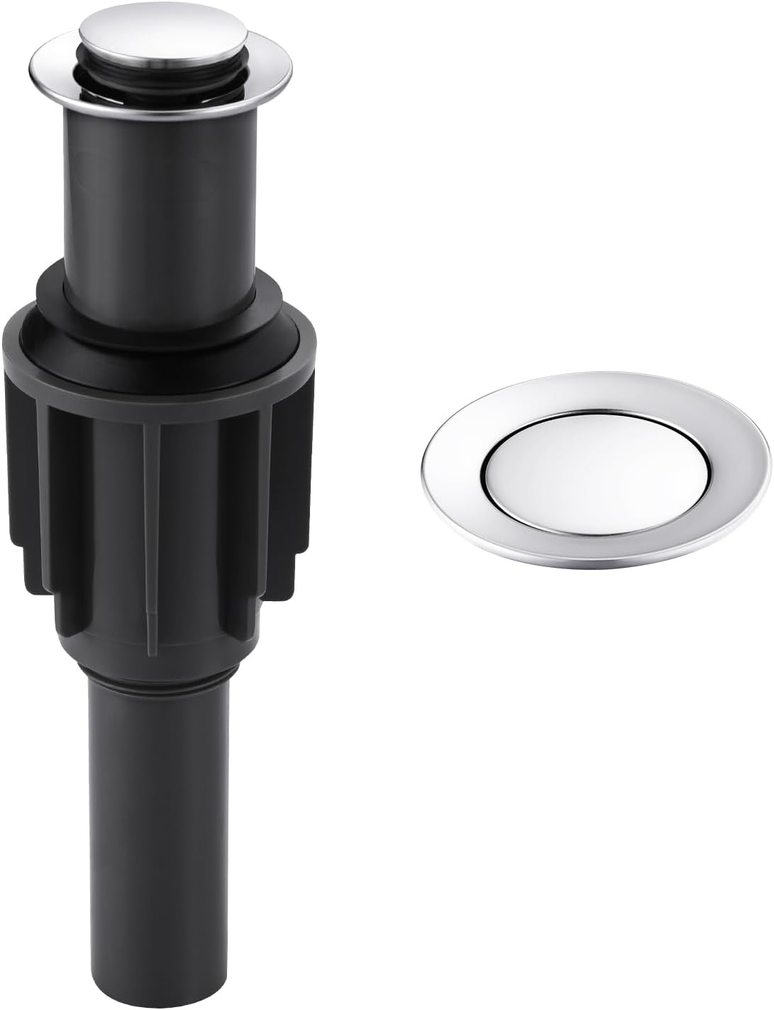 ALEASHA Pop Up Sink Drain Without Overflow, Bathroom Sink Drain Vessel Sink Stopper Pop Up Sink Drain Stopper, Pop Up Drain for Bathroom Sink Drain Strainer for Hair Catcher,Chrome