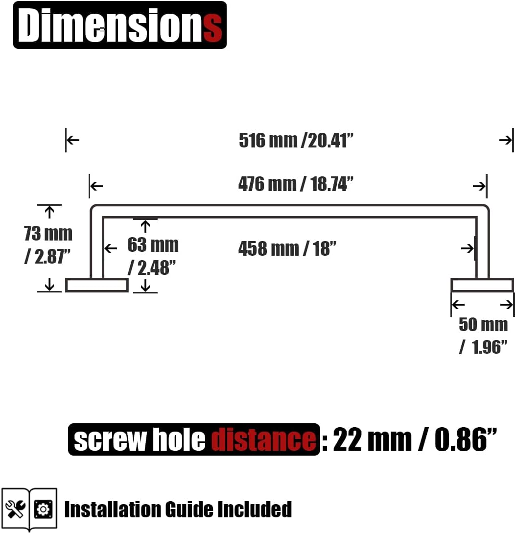 JQK Gold Towel Bar, Rounded Edges 20.41 Inch Towel Rack, 304 Stainless Steel Bathroom Wall Mount, Useable Length 18 Inch, TB250L18-BG