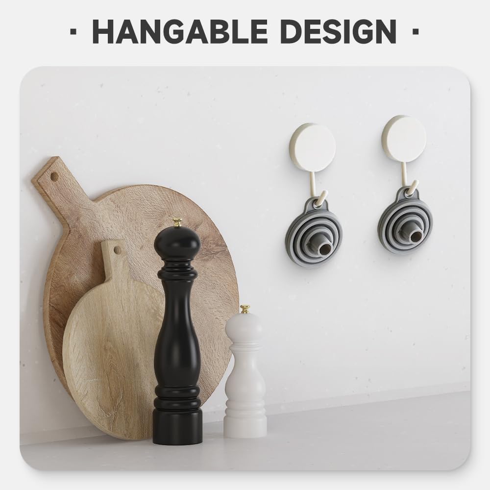 Kitchen Funnel Set, 2025 Upgrade Silicone Collapsible Funnel Silicone Collapsible Food Funnels for Kitchen 3 Sizes Funnels for Home Use Filling Bottles Daily Cooking (Blue, 1Set 11+14+20g)