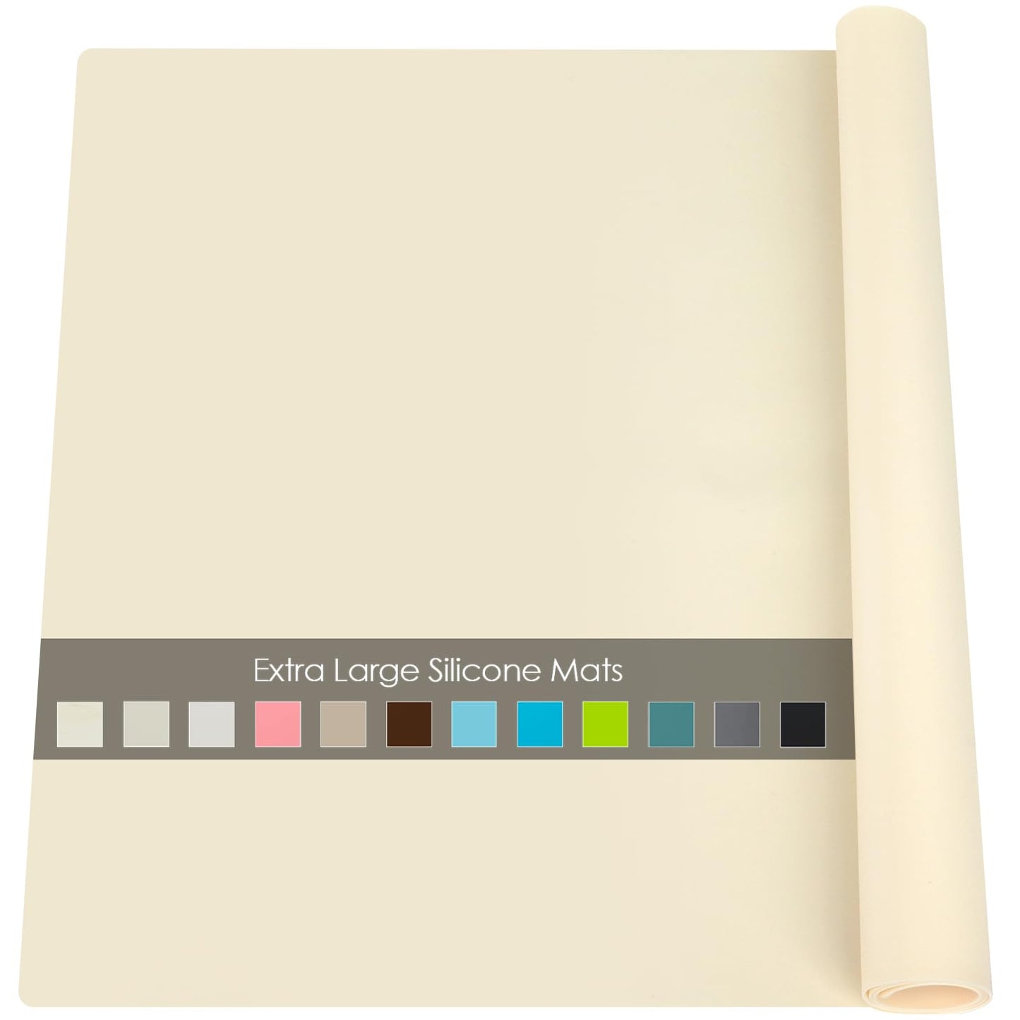 Extra Large Silicone Mats for Countertop - Counter Table Protector Placemats for Baking Crafts, Kids Dinner Placemat Nonstick Nonskid Heat-Resistant Kitchen Pad, 23.6'' x 15.7'', Beige