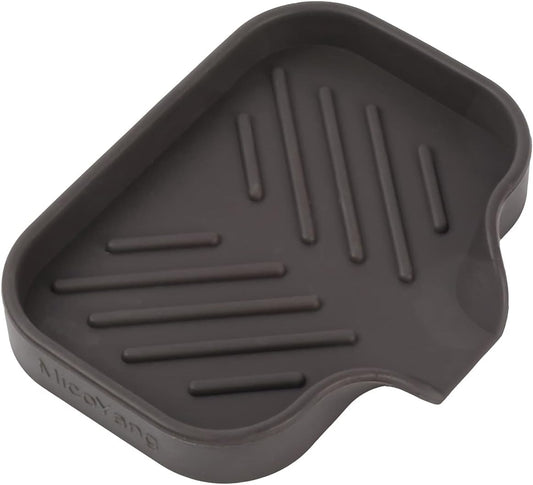 Silicone Bathroom Soap Dishes with Drain Spout-Bathroom and Kitchen Sink Organizer,Sponge Holder,Dish Soap Tray,Perfect for Dispenser,Scrubber,Bottle,Cup on Sink or Counter-Coffee 4.9"×3.2"