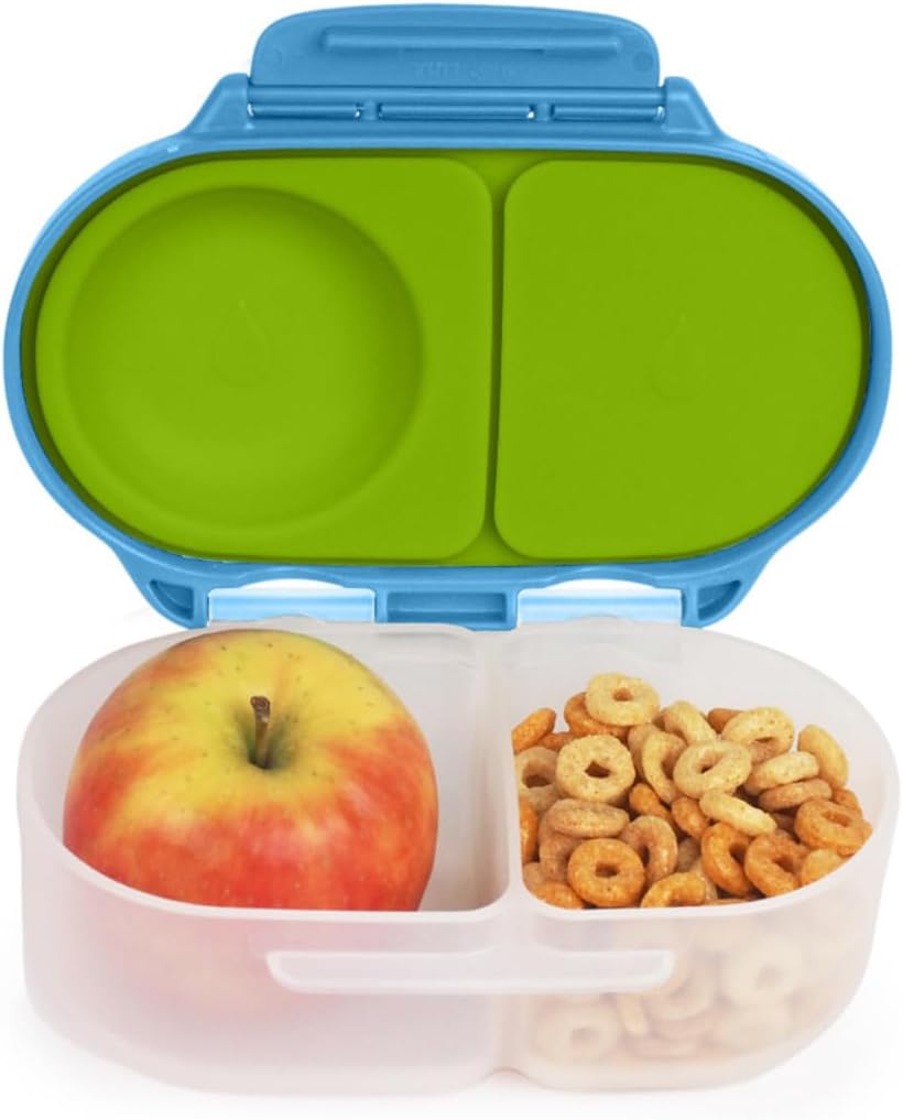 b.box Snack Box Reusable Snack Containers with Lids 2 compartments, Bento Box for kids and toddlers, Leakproof Lunch Box, BPA free and Dishwasher Safe Snack Container (Ocean Breeze, 1 3/4 Cup)