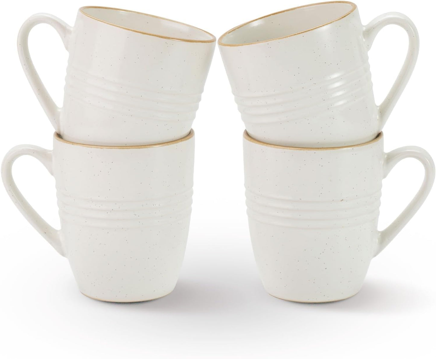 famiware Jupiter Coffee Mugs Set of 4, 14 OZ Coffee Mug, Microwave and Dishwasher Safe, Coffee Cups with Handle for Coffee, Tea, Cocoa, Milk, White