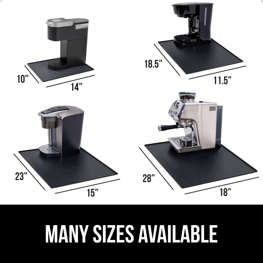 GORILLA GRIP Silicone Coffee Mat, Espresso Drink Bar Station Accessories, Waterproof Heat-Resistant Dish Drying Mats, Stay in Place on Kitchen Counter, Home Kitchen Decor Essentials, 10x14, Black