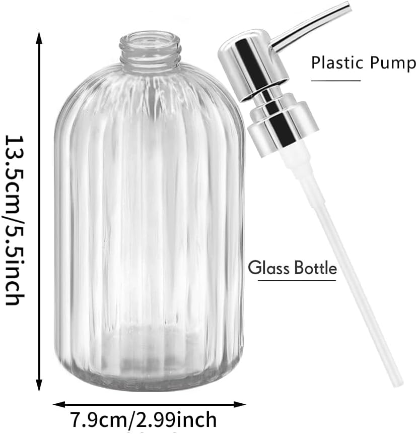 Soap Dispenser - 2 Pack 14 Oz Kitchen Soap Dispenser with Pump, Bathroom Transparent Soap Dispenser Bottle for Hand Soap, Dish Soap or Lotion (White)
