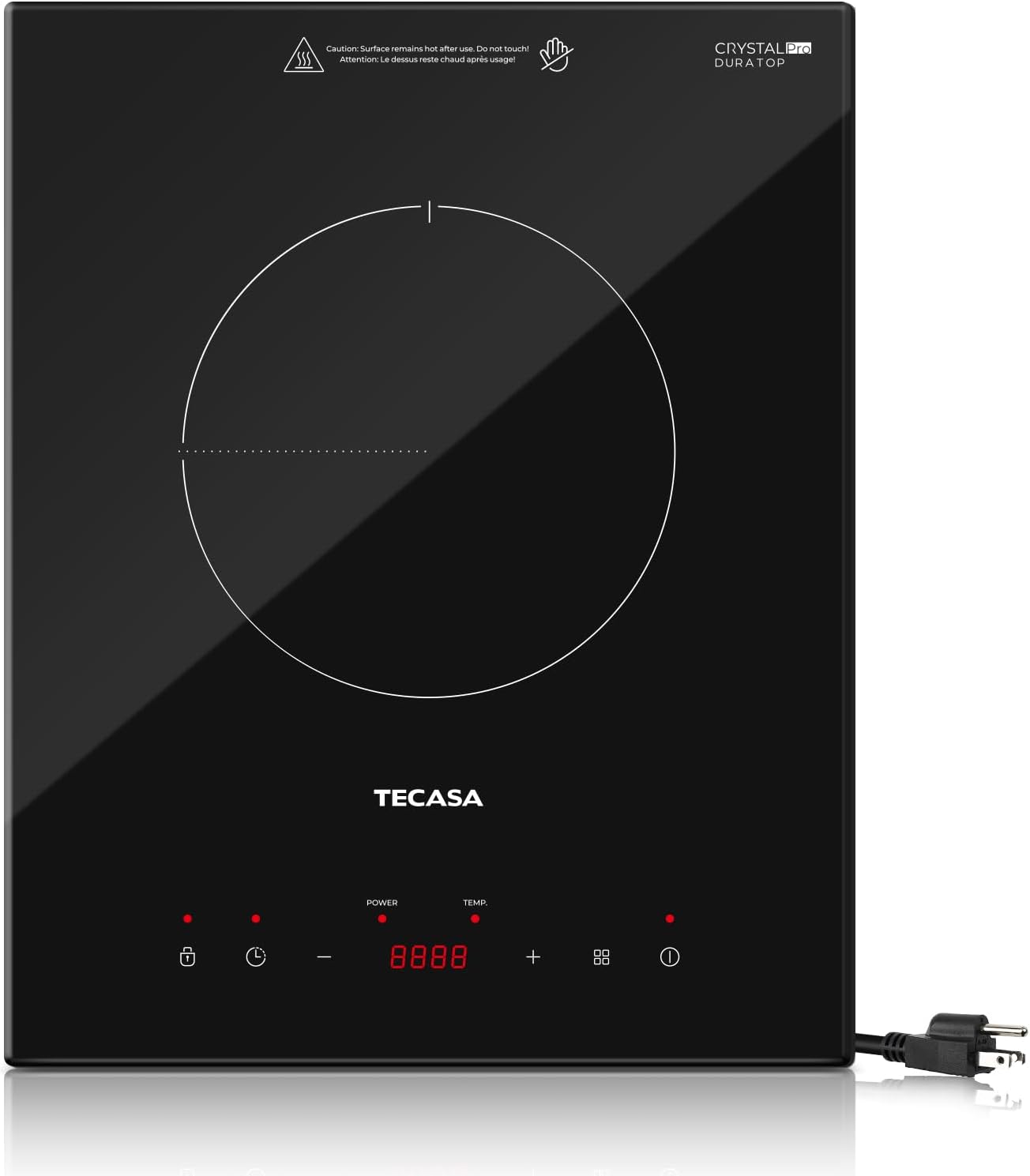 Built-in Induction Cooktop, TECASA 1800W Induction Hob Sensor Touch with 9 Power Levels, 120V Plug-in Single Stove Top Burner with Kids Lock & Timer for Apartment