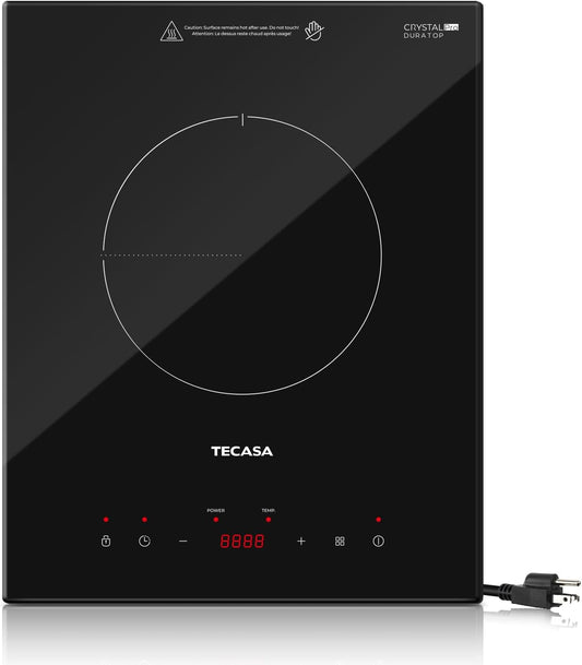 Built-in Induction Cooktop, TECASA 1800W Induction Hob Sensor Touch with 9 Power Levels, 120V Plug-in Single Stove Top Burner with Kids Lock & Timer for Apartment