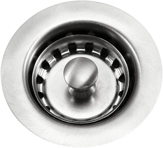 Houzer 190-4200 - 2-1/2 inch Stainless Steel Kitchen Sink Basket Strainer, Durable Food Catcher Stopper for Metal Kitchen Sink, Ideal for Filtering Waste and Preventing Clogs