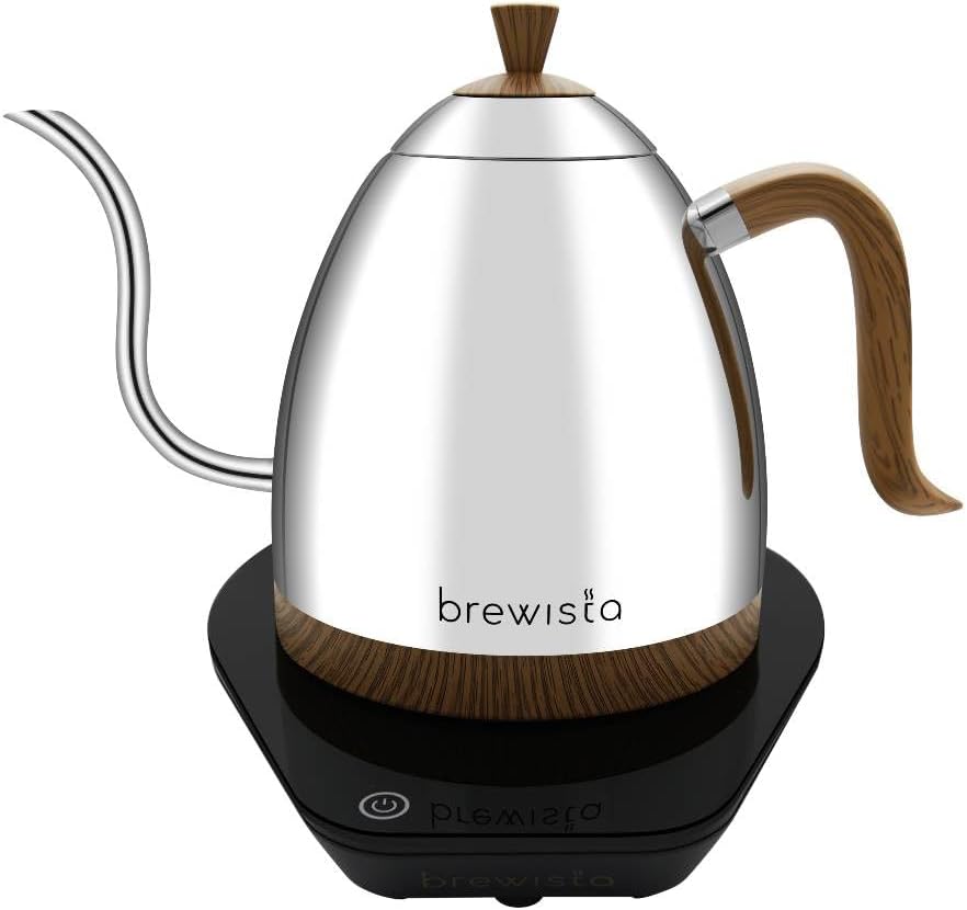 Brewista Artisan Electric Gooseneck Kettle, Water Boiler with LCD Panel, Precise Temperature Control, Fast Boiling and Keep Warm Settings for Pour-Over Coffee & Tea, Café, 1 Liter (Mirror Polished)