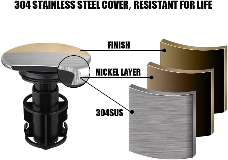 Bathroom Sink Drain, Pop Up Drain Stopper with Overflow, Lavatory Vanity Vessel Sink Drain Assembly, Brushed Gold