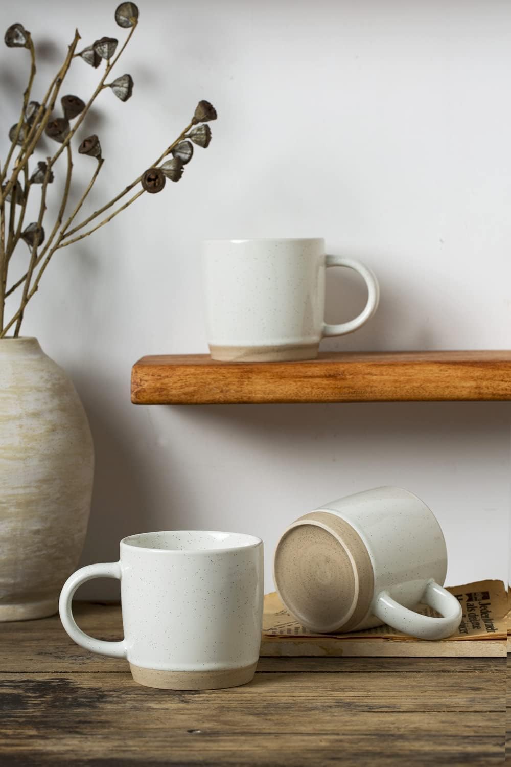 famiware Coffee Mugs for 6, 12 oz Mug Set, Dringking Cup with Handle for Coffee, Tea, Cocoa, Milk, Milkyway serise, White