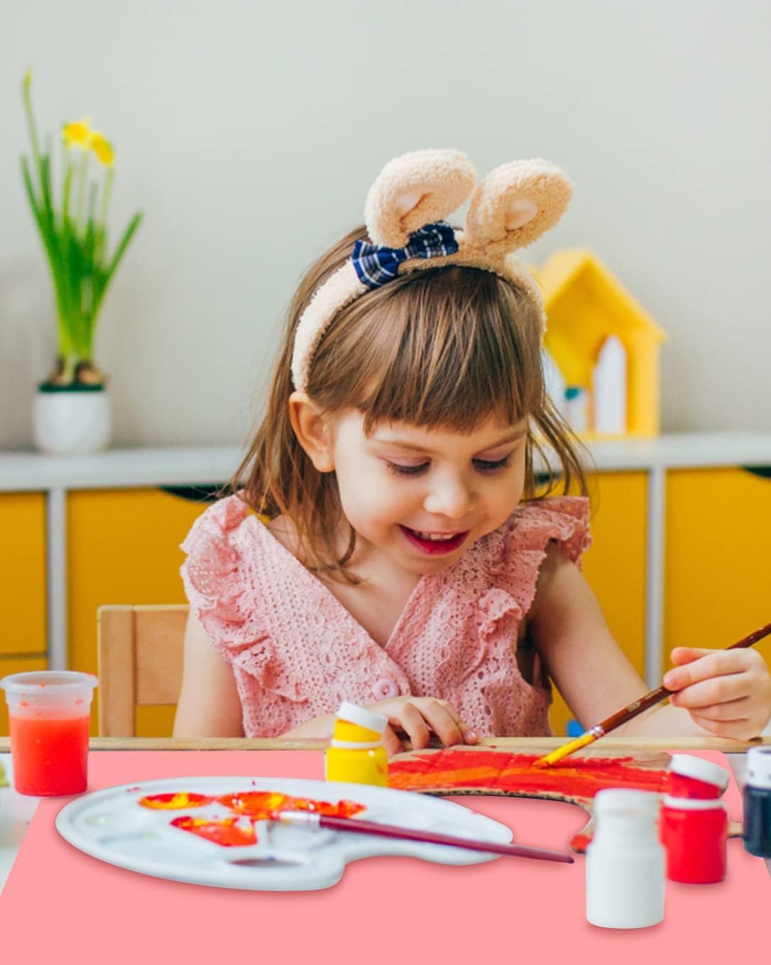 Extra Large Silicone Mats for Kitchen Counter, 27.6'' x19.7'' Silicone Placemats for Kids, Nonstick Silicone Mat for Baking Crafts, Nonskid Heat Resistant Mat Pink Kids Placemats for Table, Pink