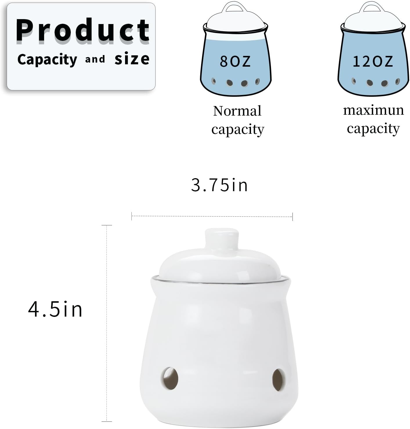 HAOTOP Ceramic Mini Garlic Keeper with Lid, Garlic Container Saver for Countertop, Keep Your Garlic Cloves Fresh (White)