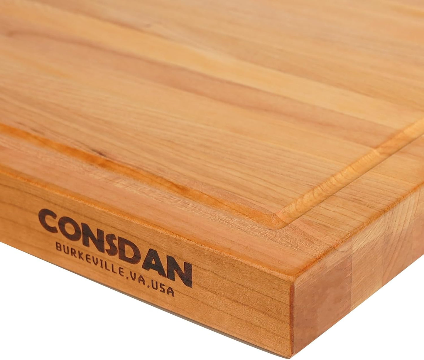 CONSDAN Wood Cutting Board for Kitchen, USA Grown Hardwood, 16 x 12, Solid Cherry Wood with Invisible Inner Handle, Prefinished with Food-Grade Oil, Suitable for Kitchen Edge Grain, 1-1/2" Thick