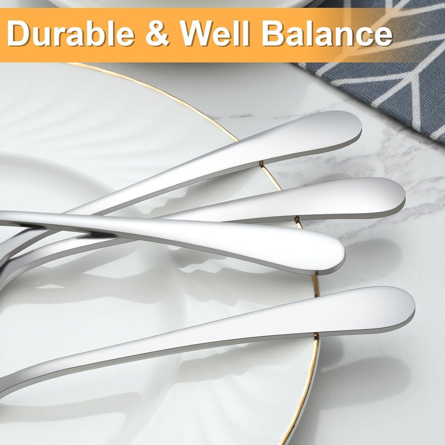 BEWOS 16-Piece Serving Utensils Set, 8 Spoons & 8 Slotted Spoons, 9.1-Inch, Stainless Steel, Dishwasher Safe, Perfect for Parties & Buffets