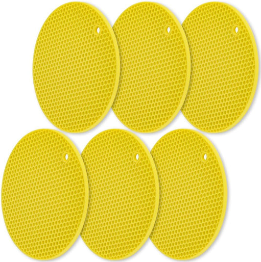 homEdge Silicone Trivets Mat, 6 Packs Multipurpose Non Slip Heat Resistant Pot Holder-Yellow