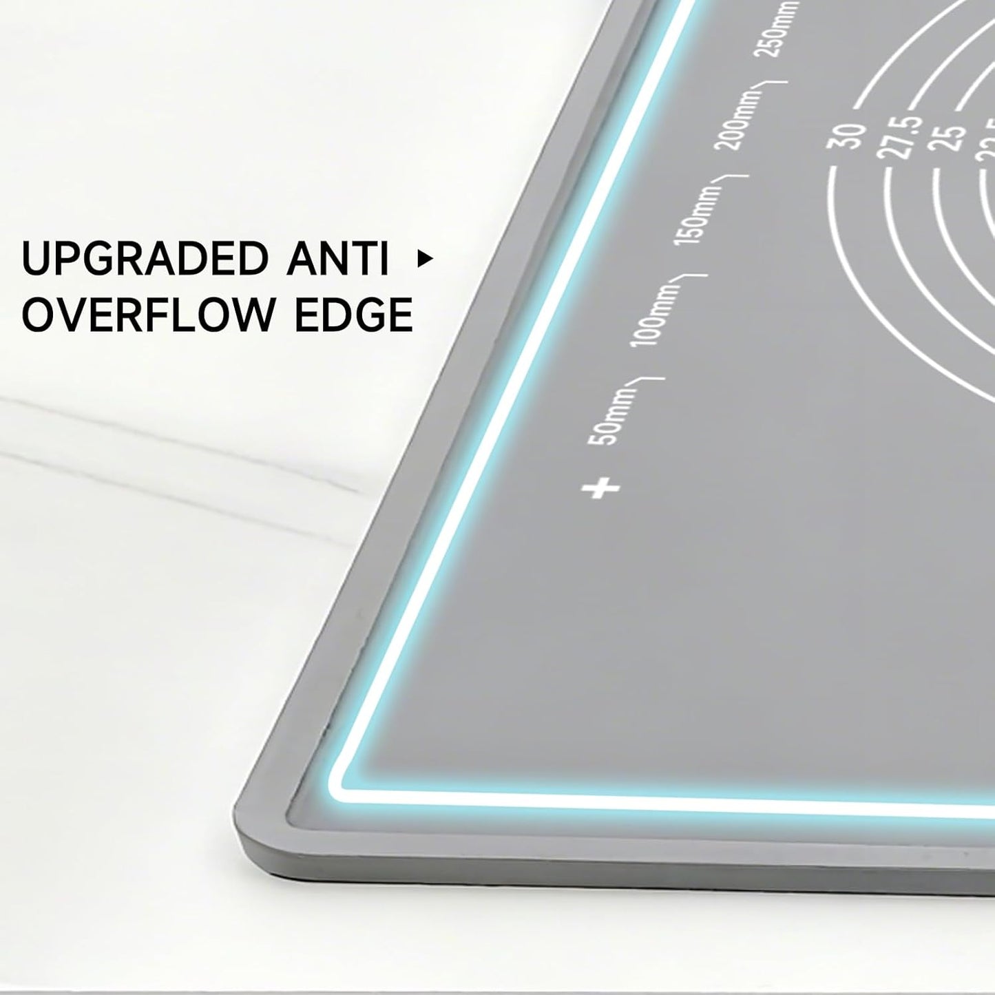 LCOCWMYS Silicone Baking Mat 27"L x 20"W Silicone Baking Mat with Raised Lip, Ideal for Making Pastries, Bread, Cookies, Pizza, Fondant, Pasta
