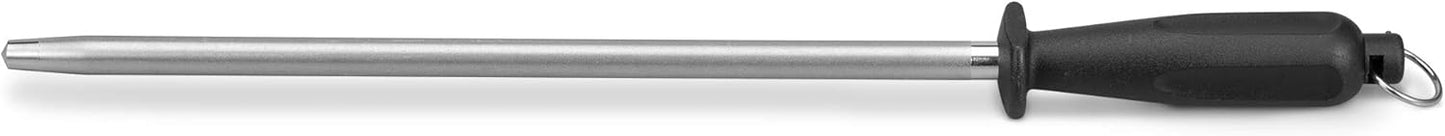 10 Inch Sharpening Steel, Professional Diamond Brushed Steel Knife Sharpener, Black